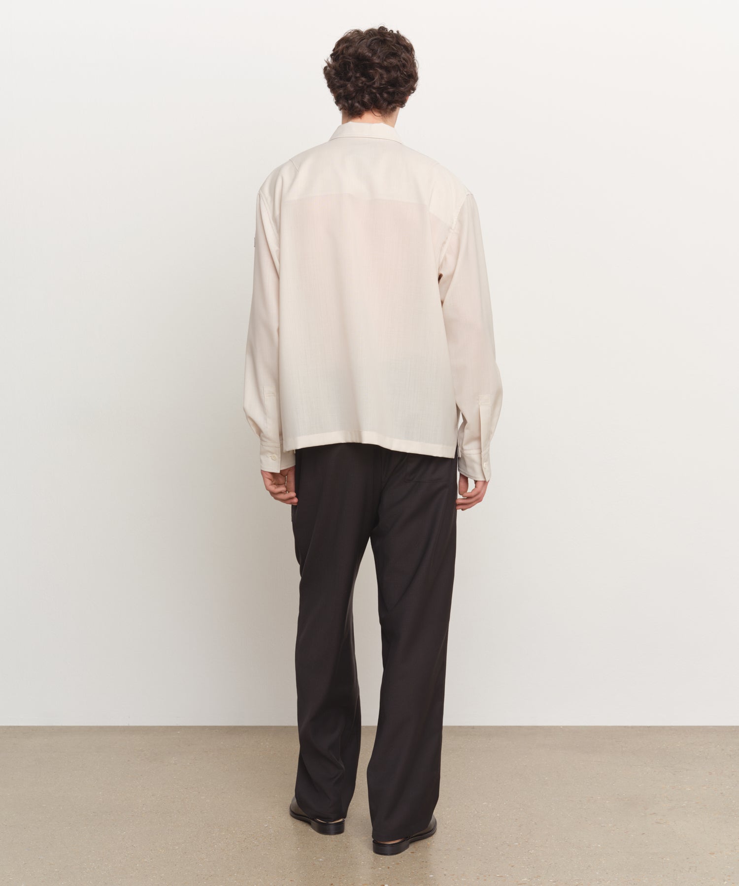 トップス ANDWANG Minimal Frill Sheer Shirt ivory ZILKI Zip-Up Shirt